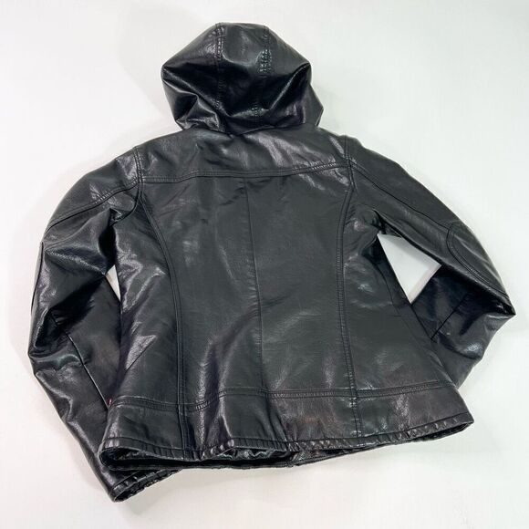 Levi's Jacket Womens Small Black Asymmetrical Moto Sherpa Lined Faux Leather - Picture 7 of 10